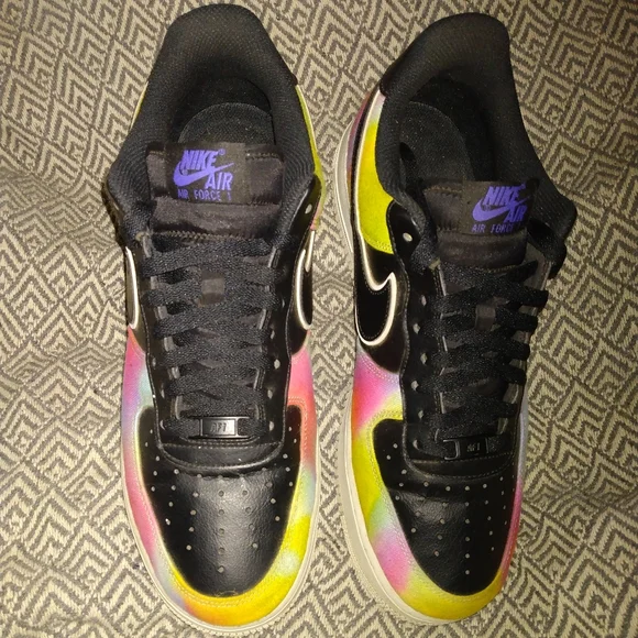 Nike Air Force 1 Low Black Tie Dye Mens Size 1 - Picture 9 of 13